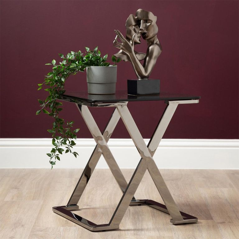 Axel End Table - Square - Smoke Glass and Metal