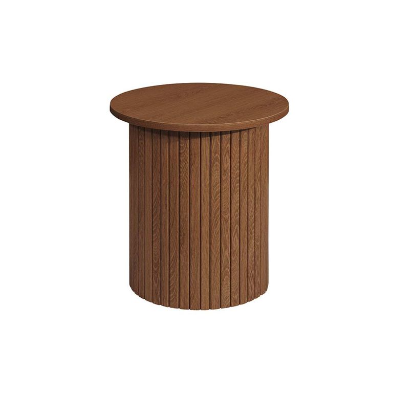 Axel Round Side Table - Walnut Fluted