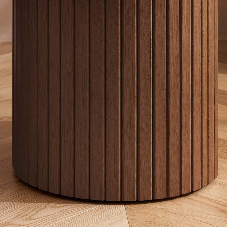 Axel Round Side Table - Walnut Fluted