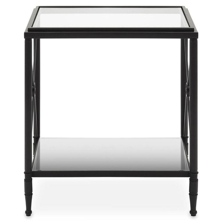 Axis Side Table - Clear Glass with Black Metal