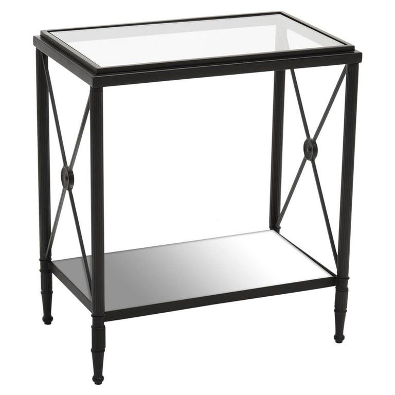 Axis Side Table - Clear Glass with Black Metal