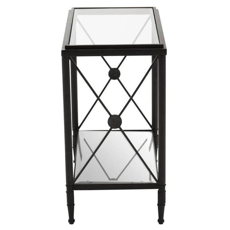 Axis Side Table - Clear Glass with Black Metal