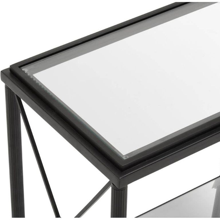 Axis Side Table - Clear Glass with Black Metal