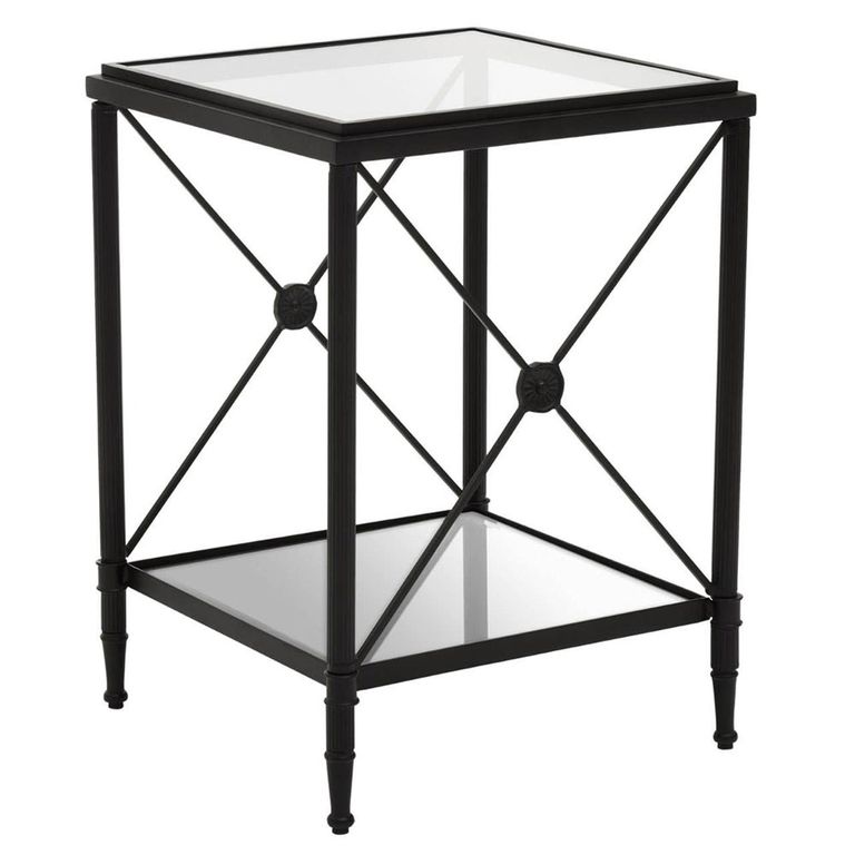 Axis Side Table - Square - Clear Glass with Black Metal