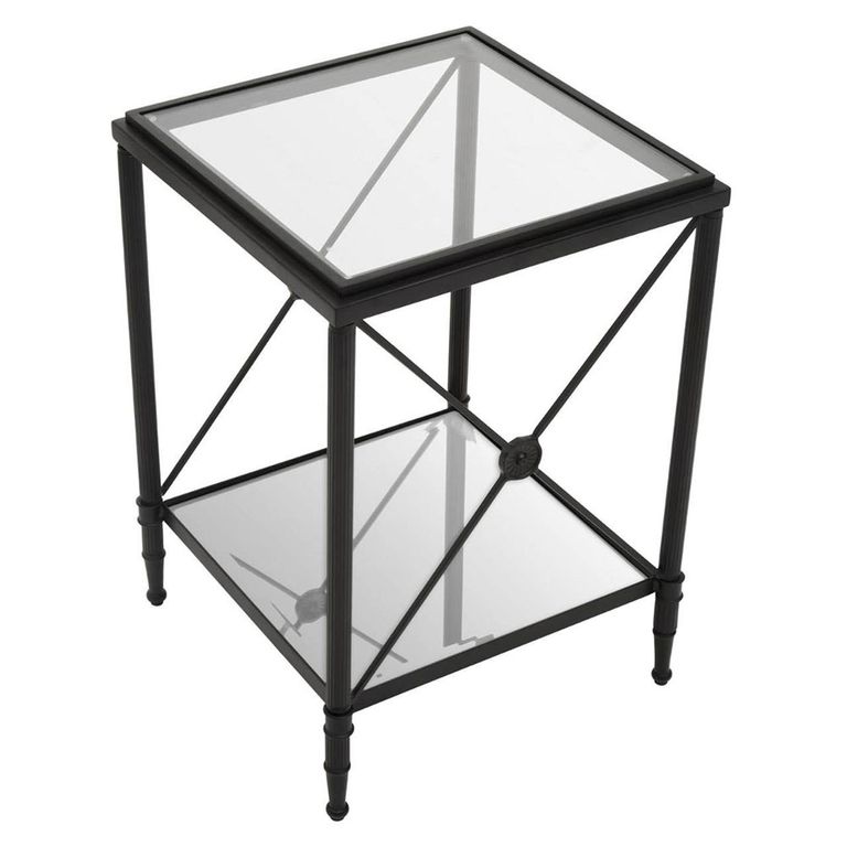 Axis Side Table - Square - Clear Glass with Black Metal