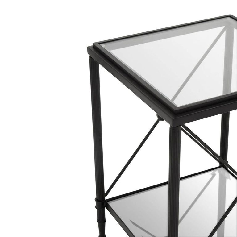 Axis Side Table - Square - Clear Glass with Black Metal
