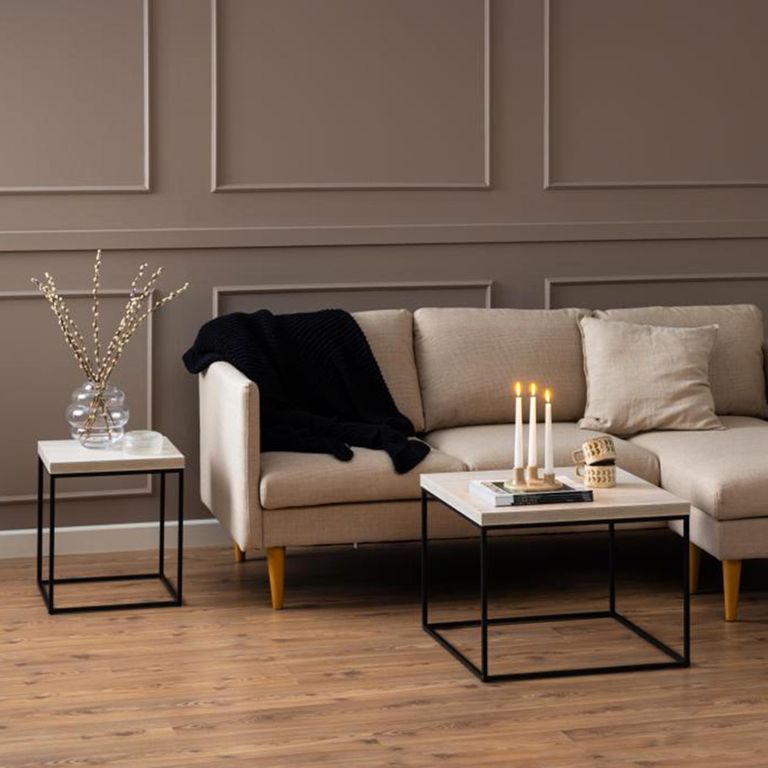 Barossa Side Table - Square - Travertine Effect