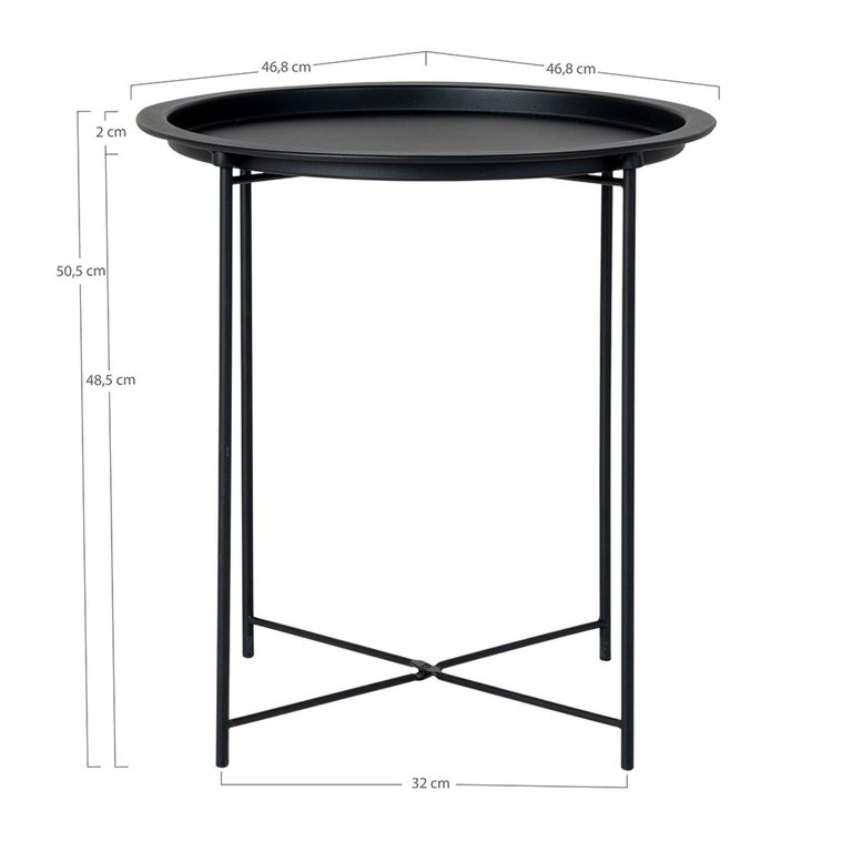 Bastia Side Table - Round - Black - Metal