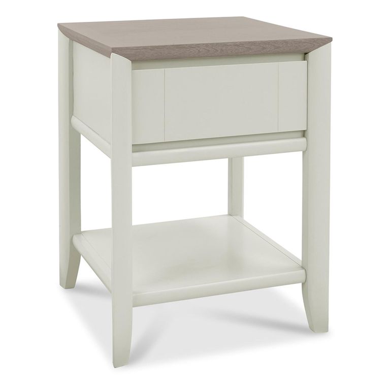 Bergen Grey Washed Oak & Soft Grey Lamp Table - Drawer