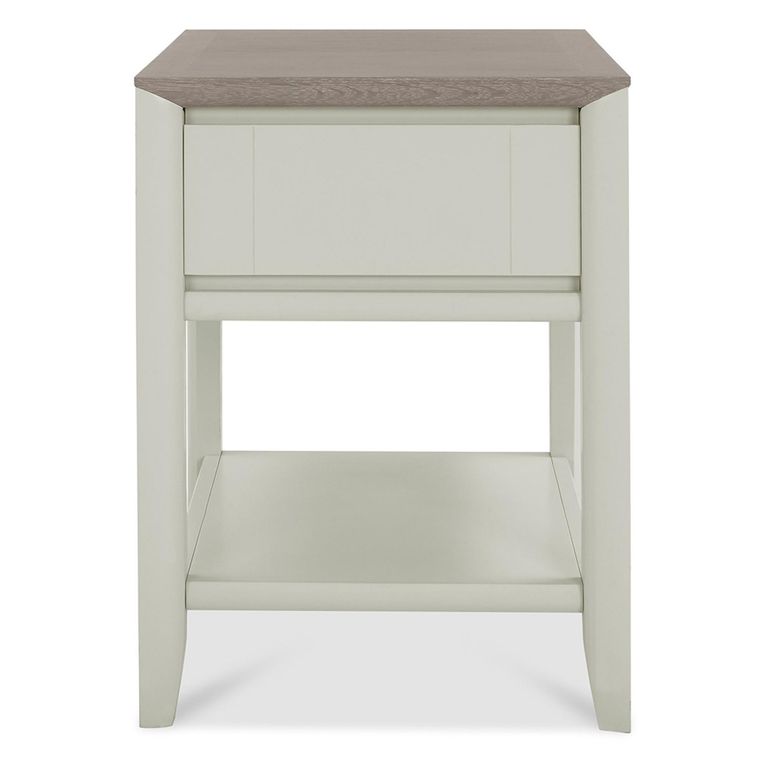 Bergen Grey Washed Oak & Soft Grey Lamp Table - Drawer