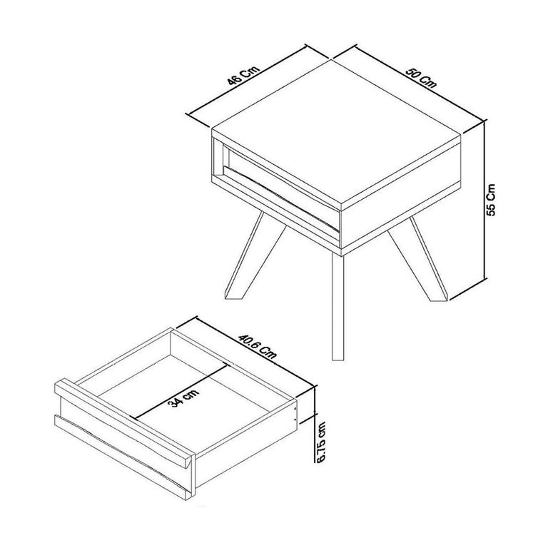Cadell Aged Oak Lamp Table - 1 Drawer