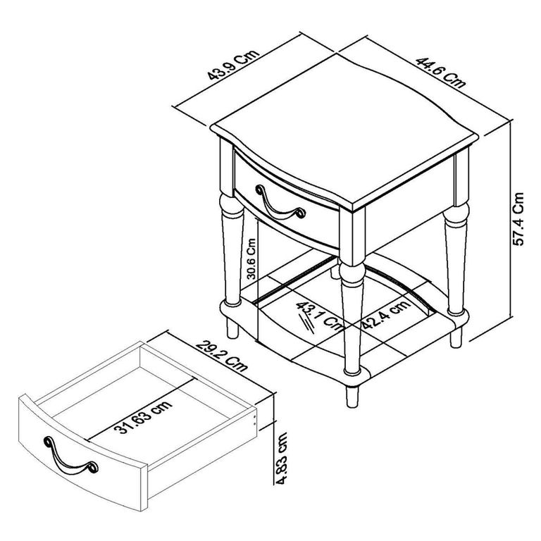 Montreux Lamp Table - Drawer - Grey Washed Oak & Soft Grey