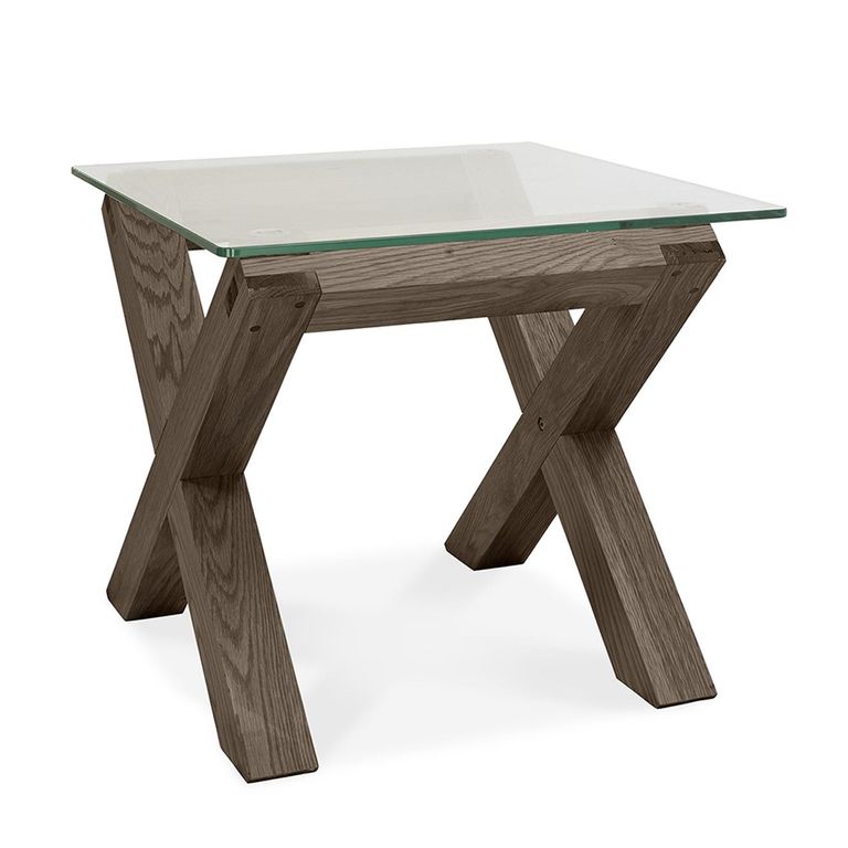 Turin Dark Oak Lamp Table - Glass Top