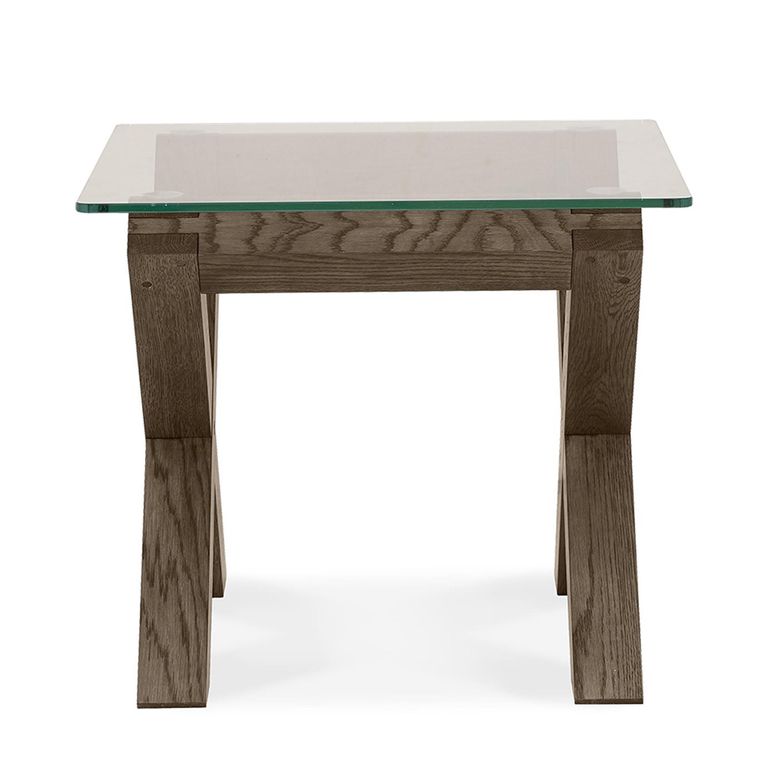 Turin Dark Oak Lamp Table - Glass Top