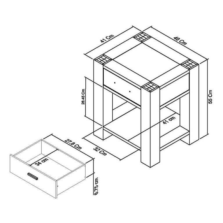 Turin Light Oak Lamp Table - Drawer
