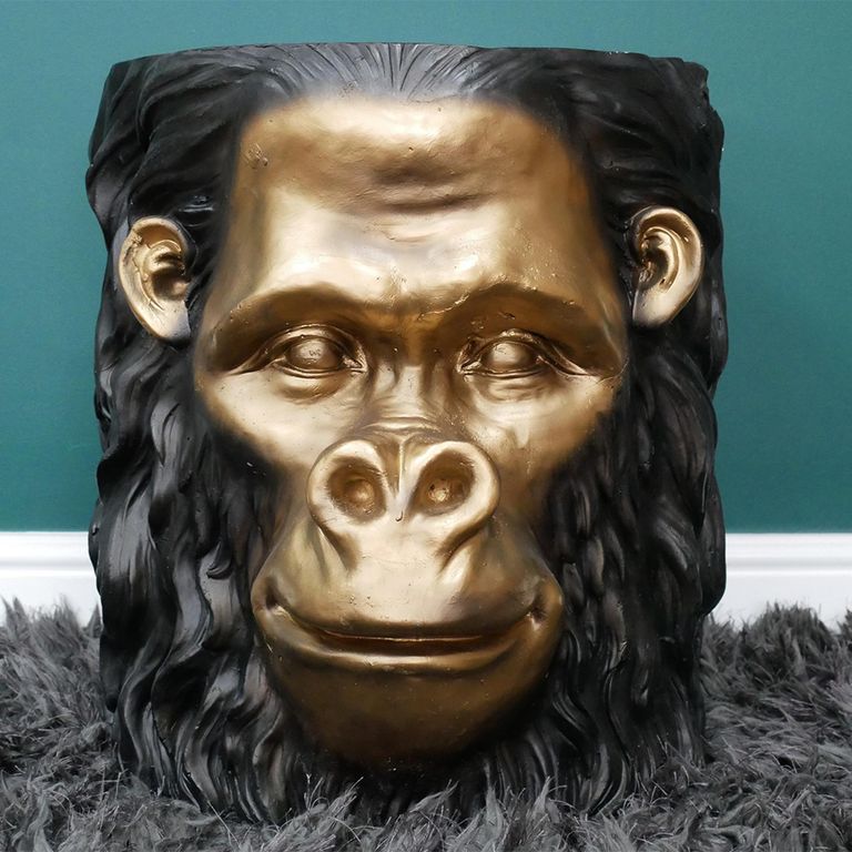 Side Table - Black and Gold - Monkey - Resin - Metal