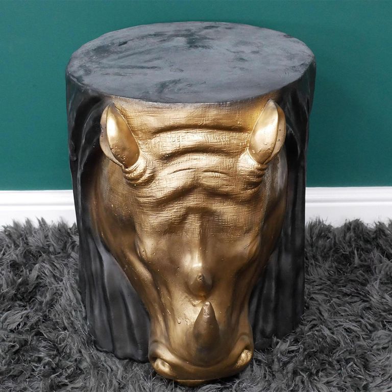 Side Table - Black and Gold - Rhino - Resin - Metal