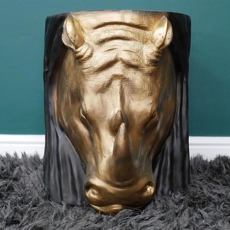 Side Table - Black and Gold - Rhino - Resin - Metal