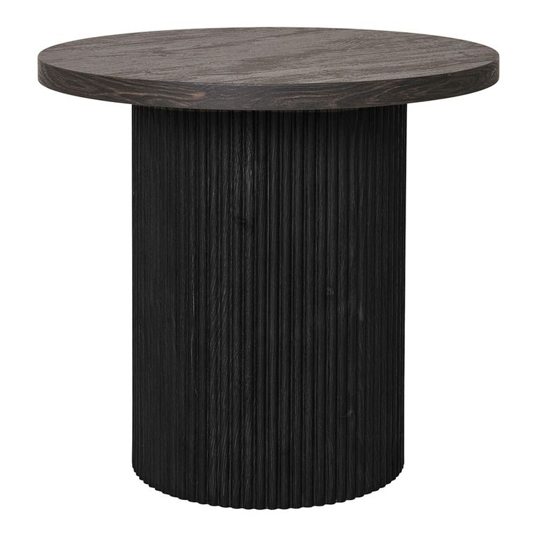 Boavista Side Table - Round - Fluted - Dark Wood