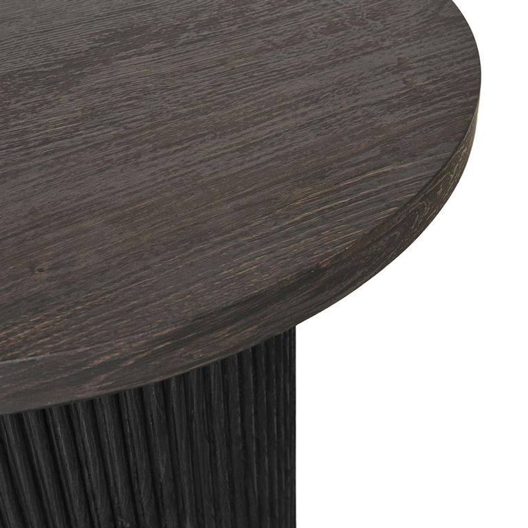 Boavista Side Table - Round - Fluted - Dark Wood