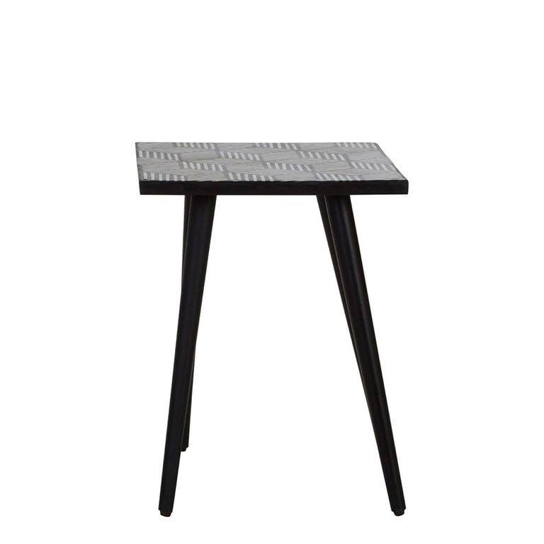 Boho Side Table - Black Bone Inlay - Square