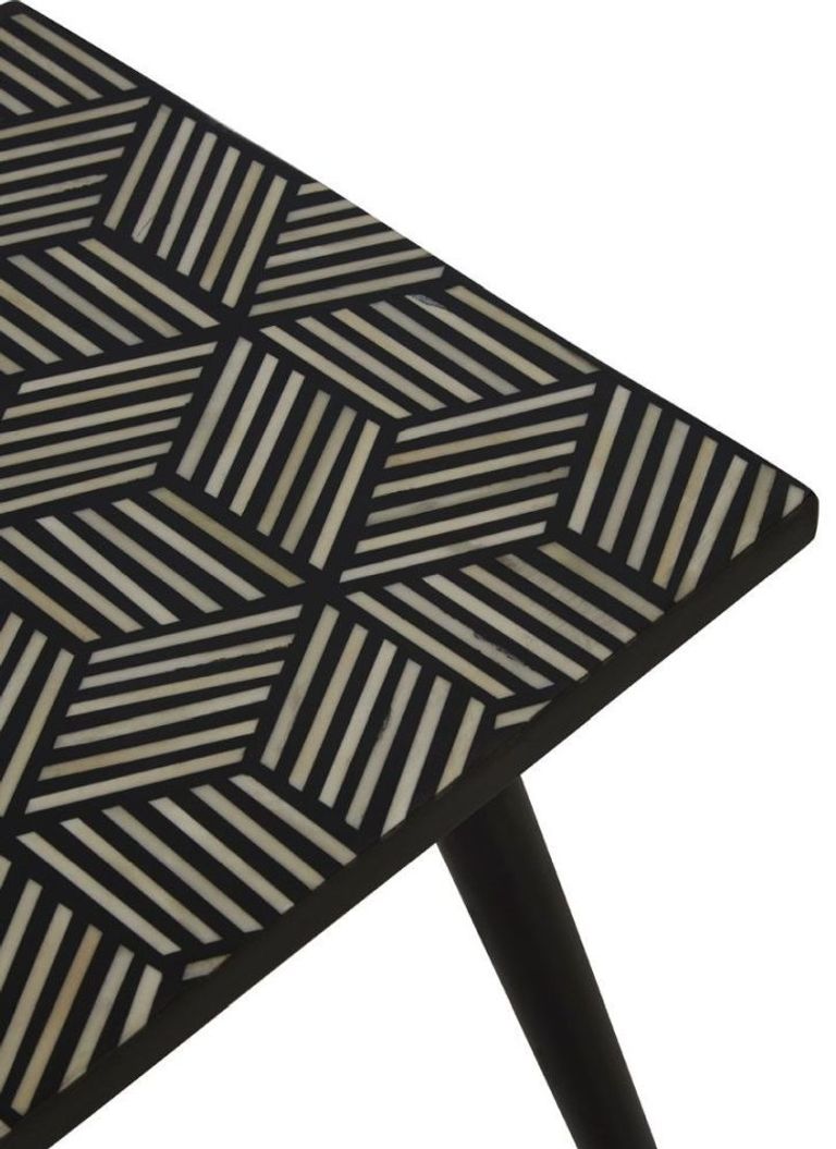 Boho Side Table - Black Bone Inlay - Square