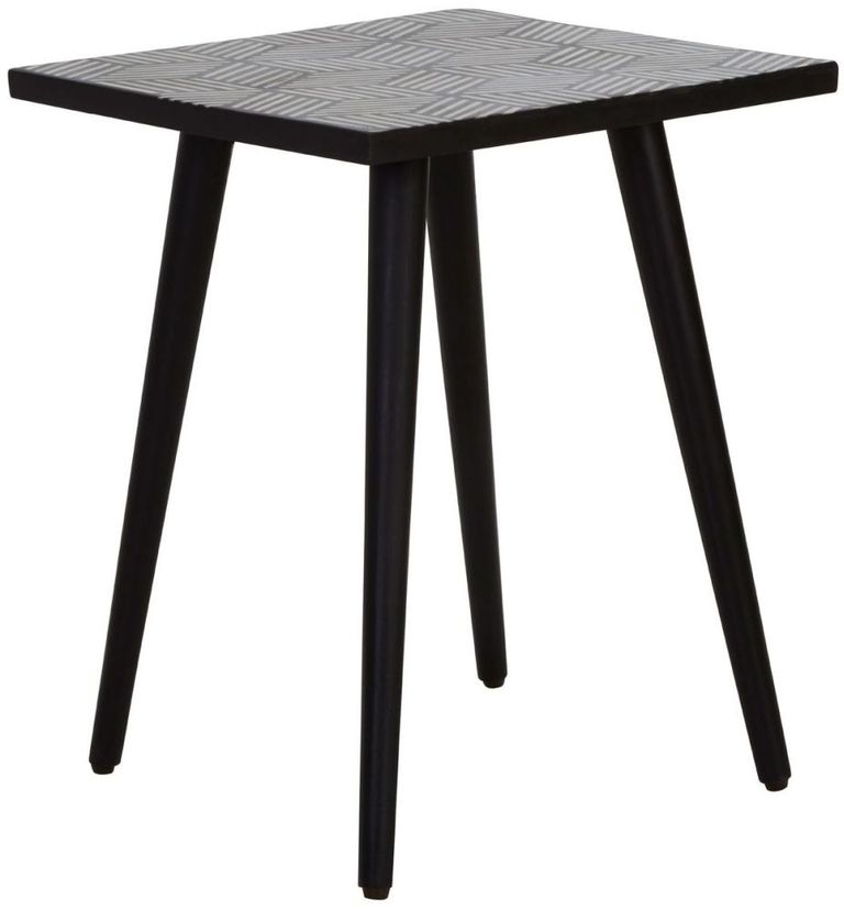 Boho Side Table - Black Bone Inlay - Square