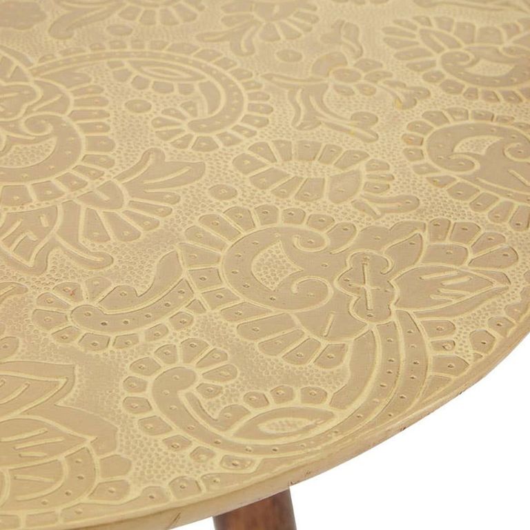 Boho Side Table - Carved Gold - Round