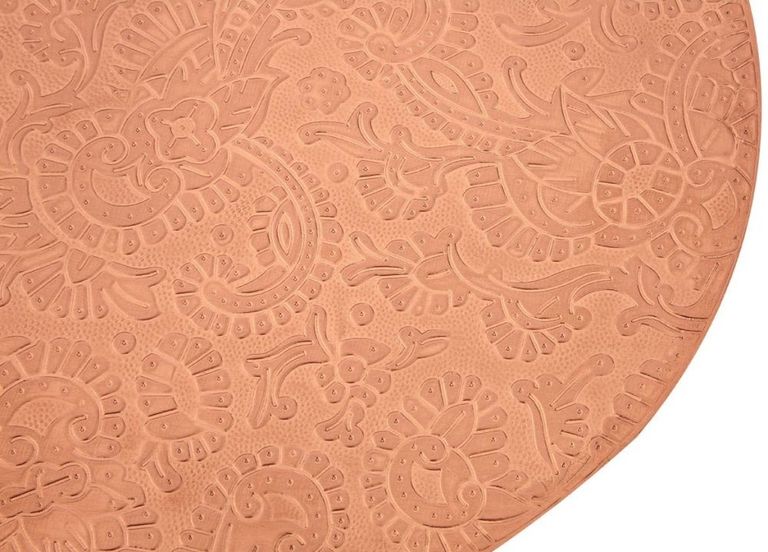 Boho Side Table - Copper Carved - Round