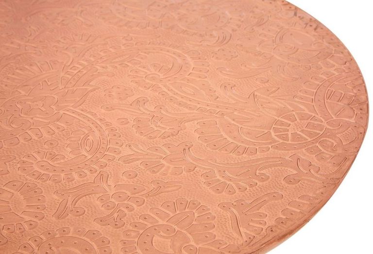 Boho Side Table - Copper Carved - Round