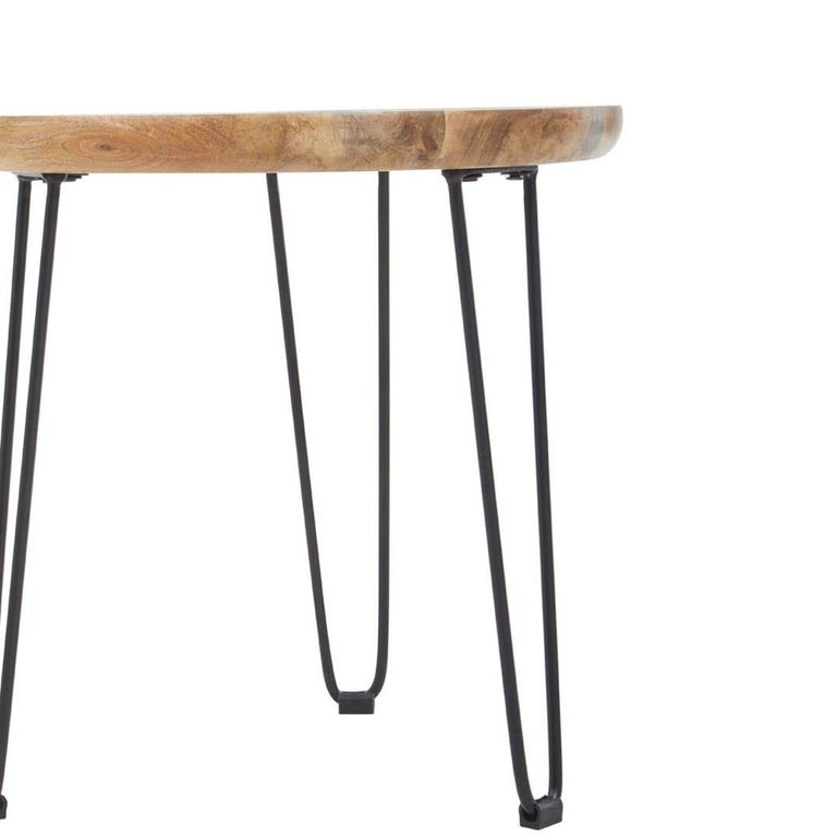 Boho Side Table - Small Round with Hairpin Legs - Mango Wood