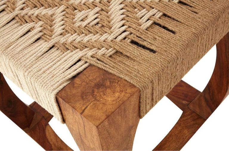 Boho Stool - Woven Jute and Sheesham Wood