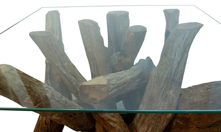 Branchwood Square Lamp Table - Glass Top