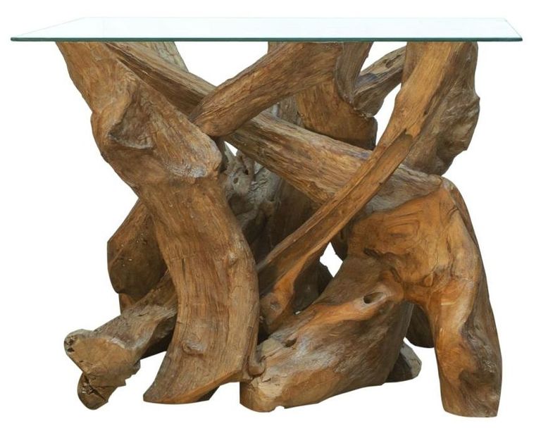 Branchwood Square Lamp Table - Glass Top