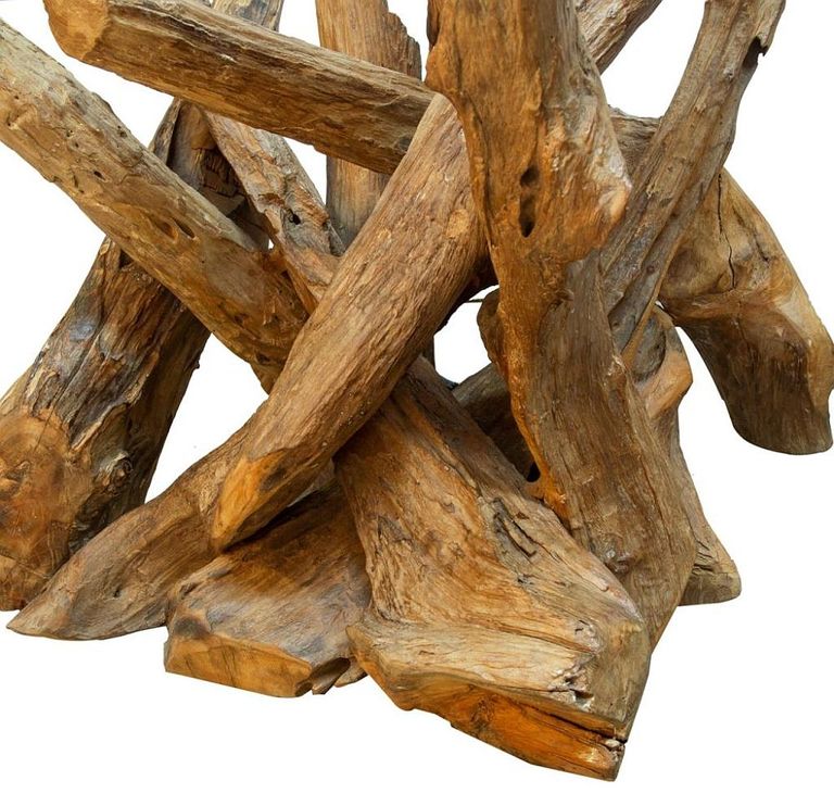 Branchwood Square Lamp Table - Glass Top