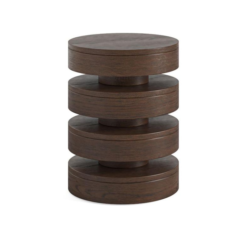 California Bobbin Round Side Table - Dark Oak