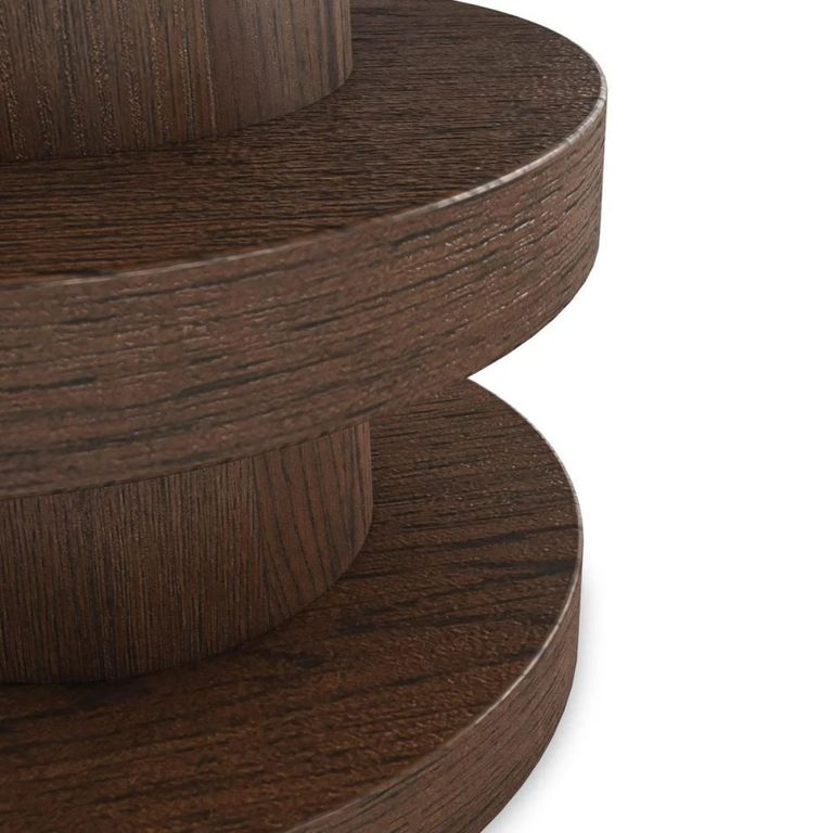 California Bobbin Round Side Table - Dark Oak