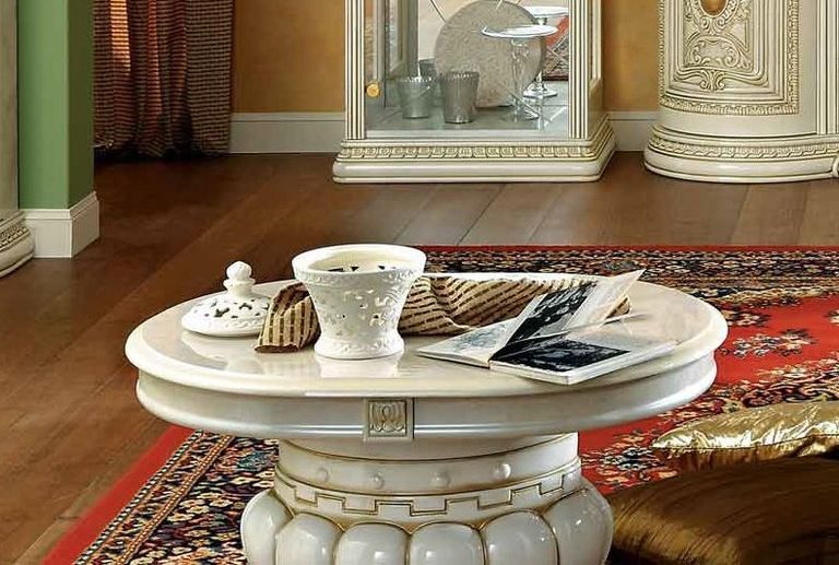 Leonardo Lamp Table - Ivory Gloss and Gold