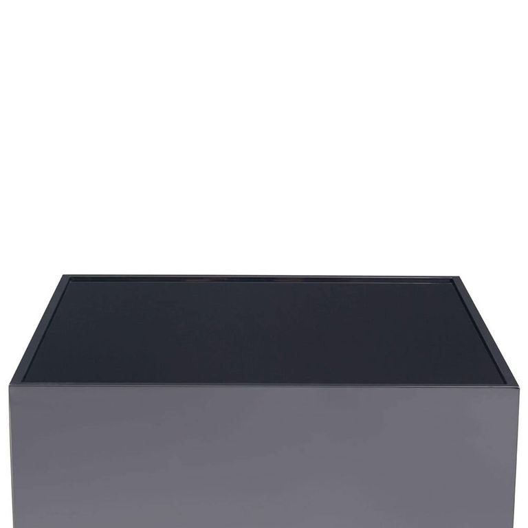 Carlox Side Table - Square - Black Glass and Chrome