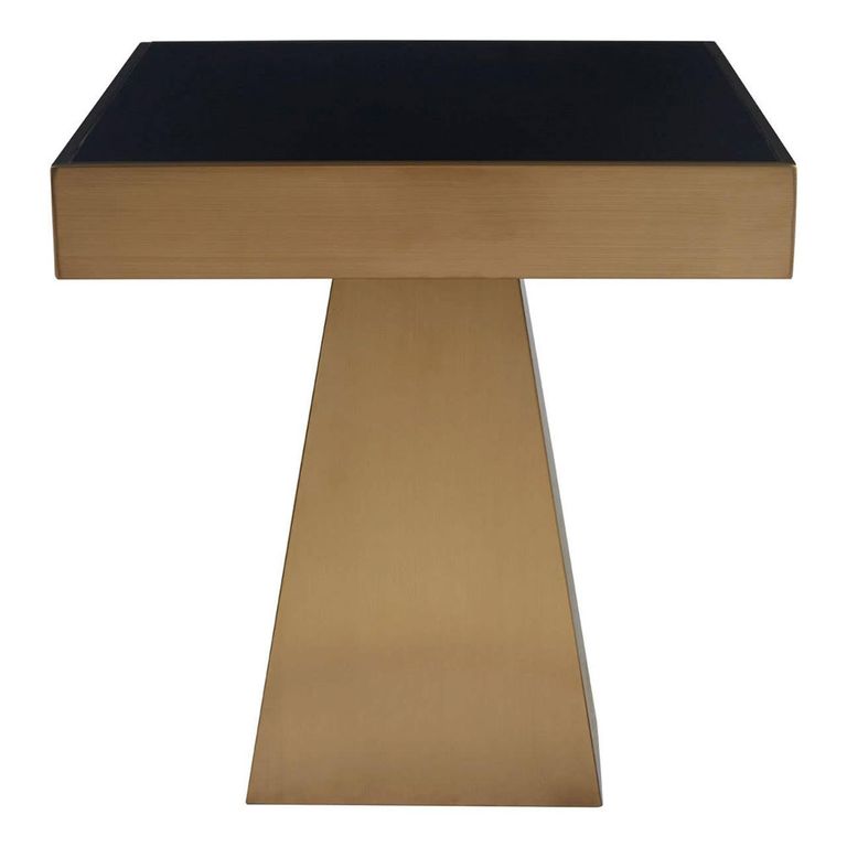 Carlox Side Table - Square - Black Glass with Gold Frame