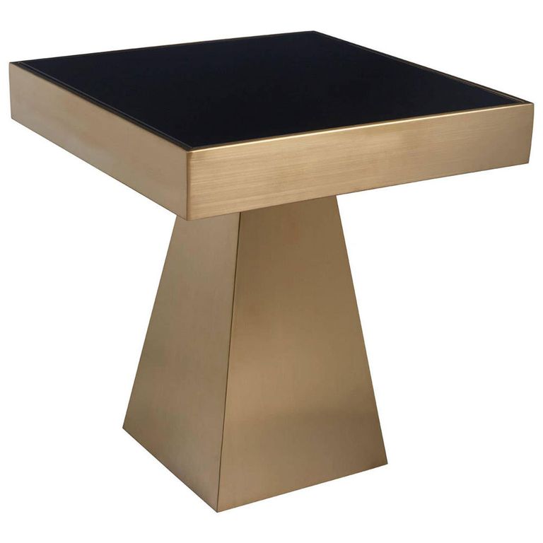 Carlox Side Table - Square - Black Glass with Gold Frame