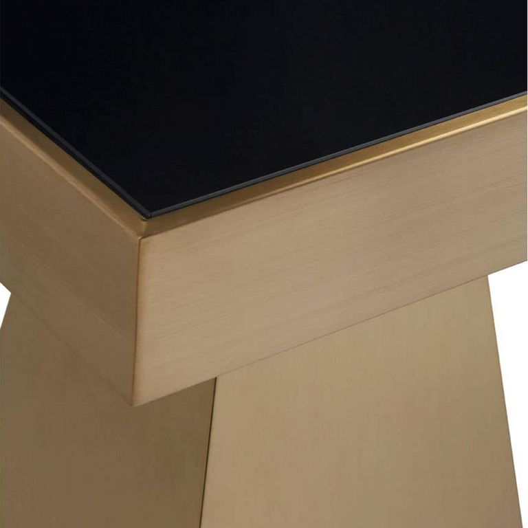 Carlox Side Table - Square - Black Glass with Gold Frame