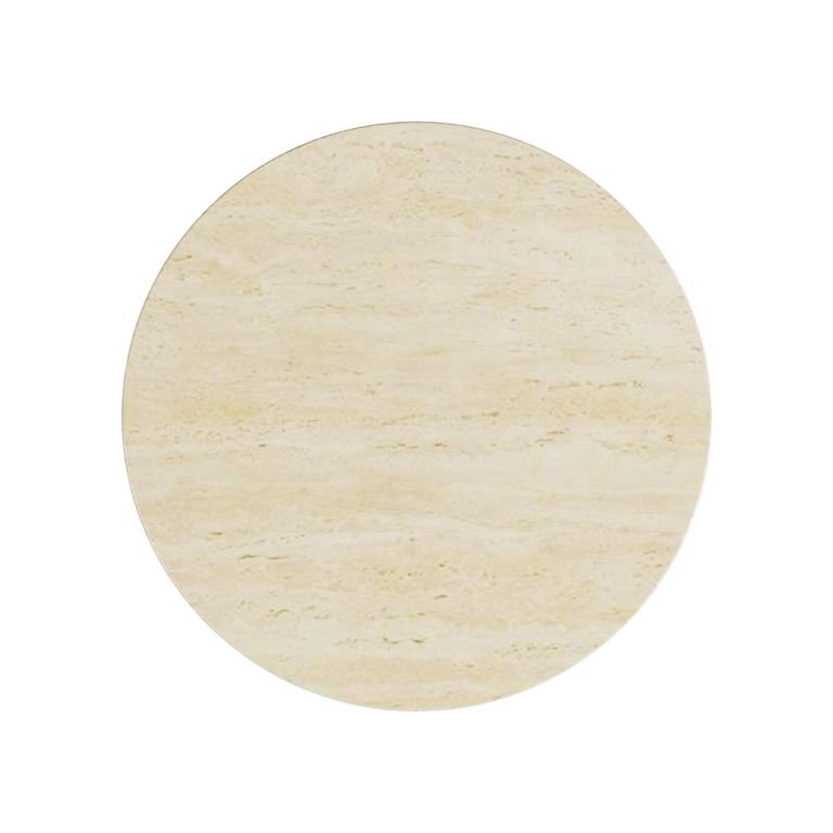 Carrera Travertine Beige Engineered Marble Round Side Table