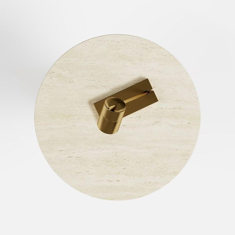 Carrera Travertine Beige Engineered Marble Round Side Table