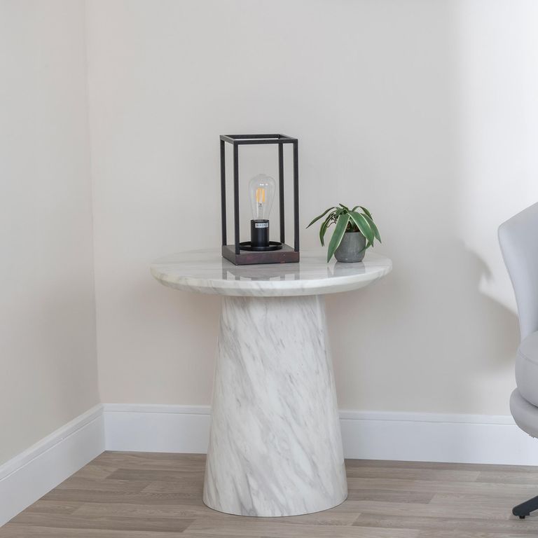 Carrera White Marble Round Side Table