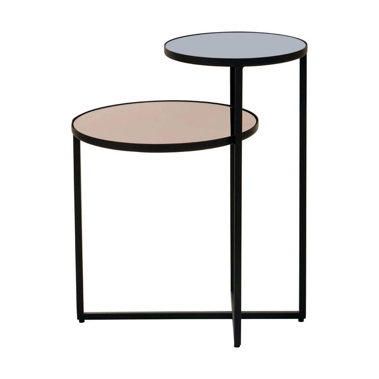 Cercle Side Table - 2 Tier - Round - Smoked Mirror