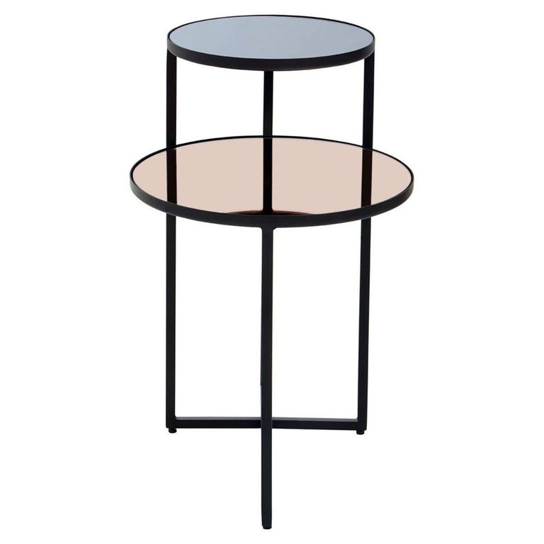 Cercle Side Table - 2 Tier - Round - Smoked Mirror