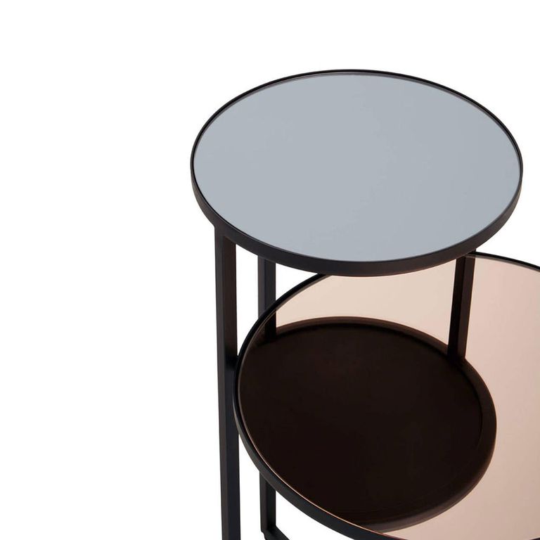 Cercle Side Table - 2 Tier - Round - Smoked Mirror