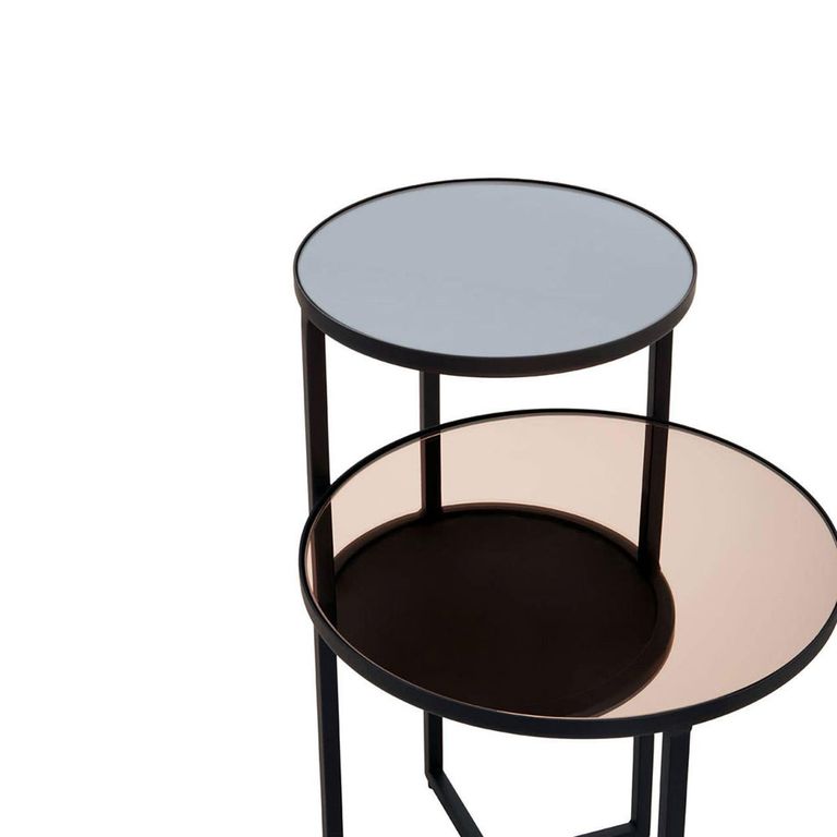 Cercle Side Table - 2 Tier - Round - Smoked Mirror