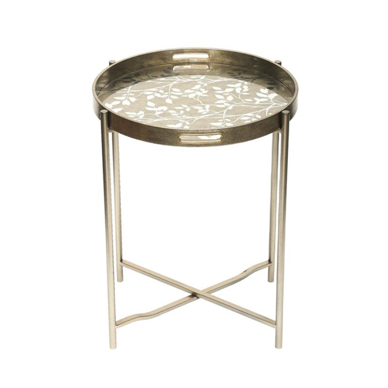 End Table - Round - Champagne Metal - Tray